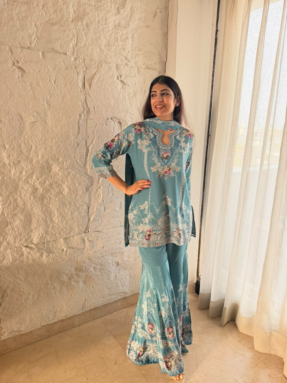 Pure digital crepe garara set & dupatta