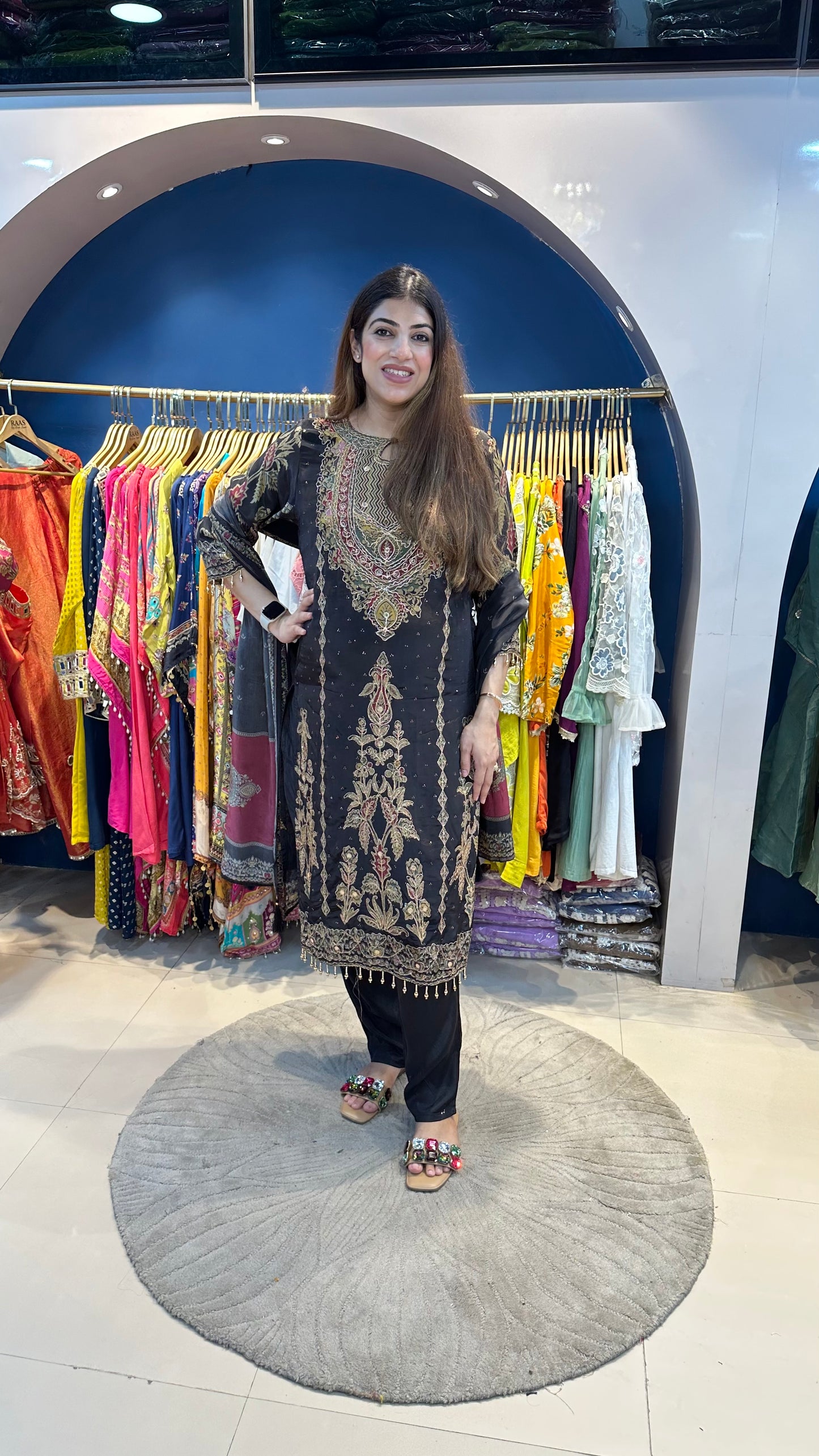 Digital crepe 3 pc partywear suit