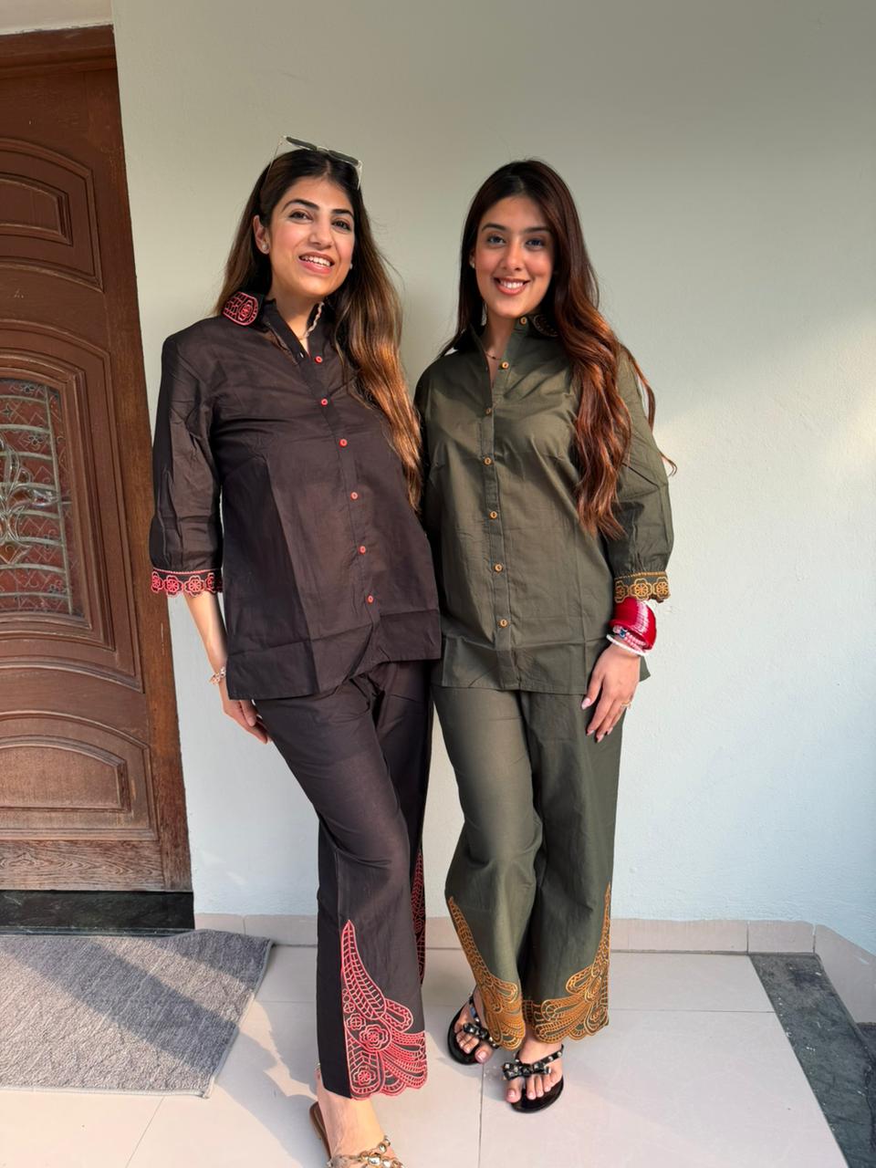 Muslin cotton 2pc,co-ord  set with embroidery