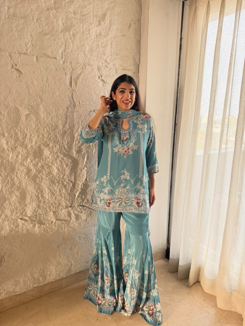 Pure digital crepe garara set & dupatta