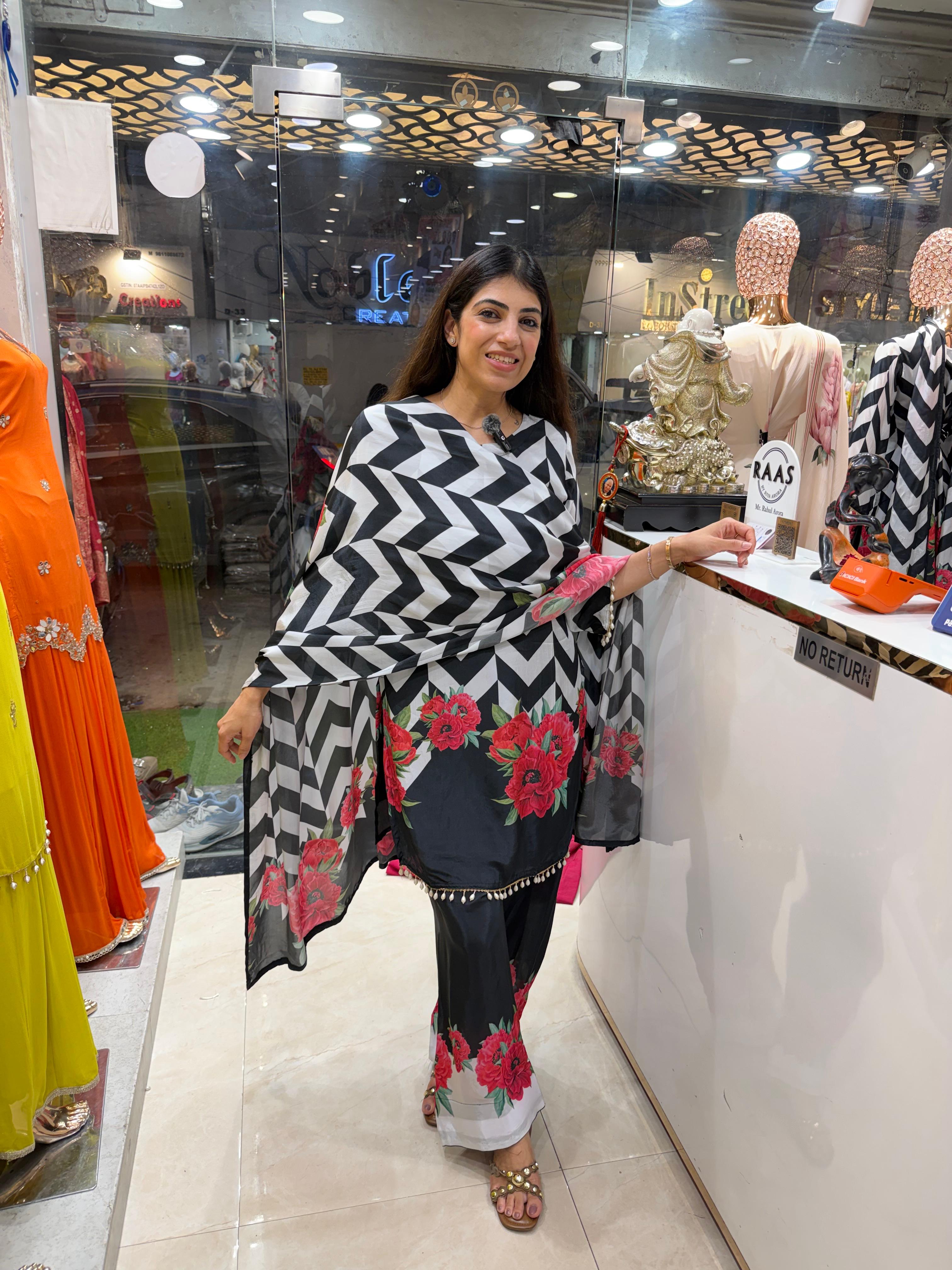 Digital crepe 3,peice set with farshi salwar