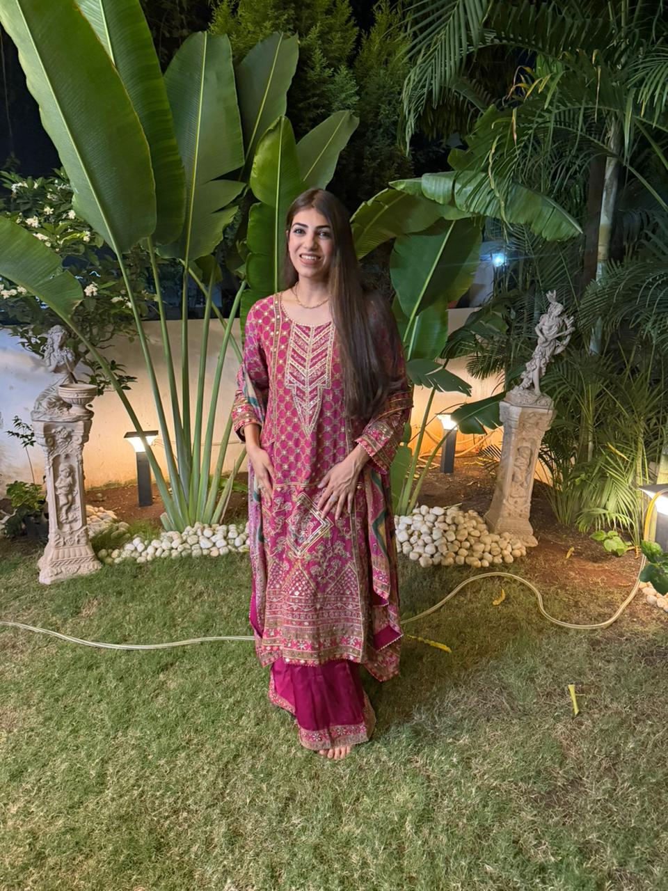 Pure crepe partywear 3 pc plazo set