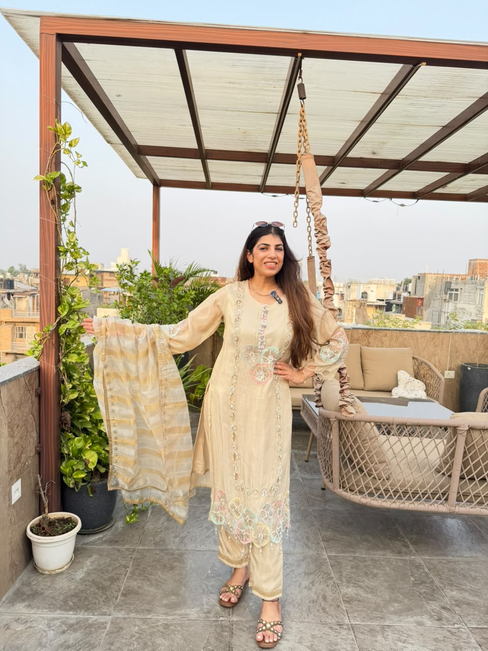 Pure Cosmo fabric, partywear handwork suit & dupatta