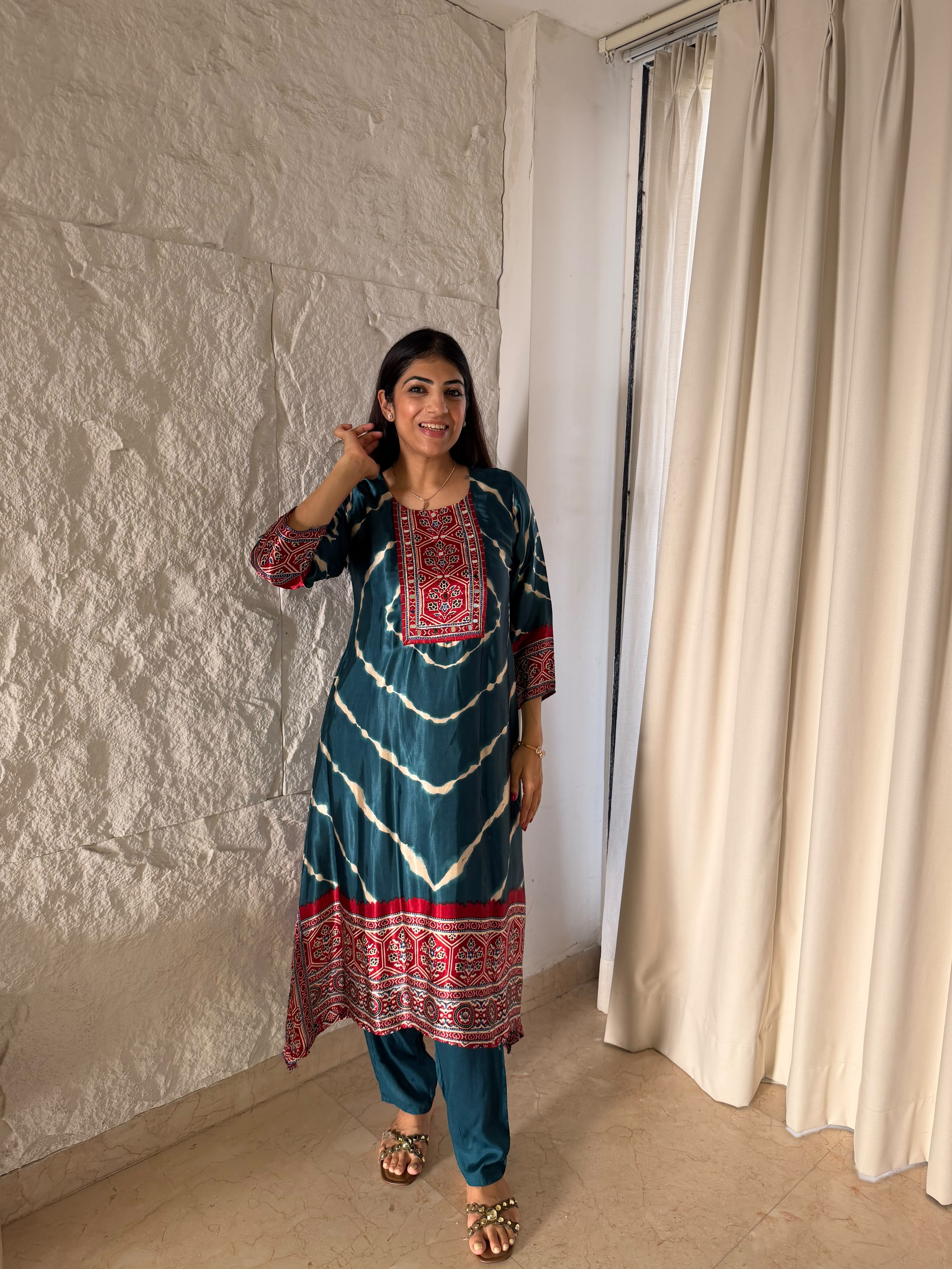 Pure Gaji silk A-line 2,peice set