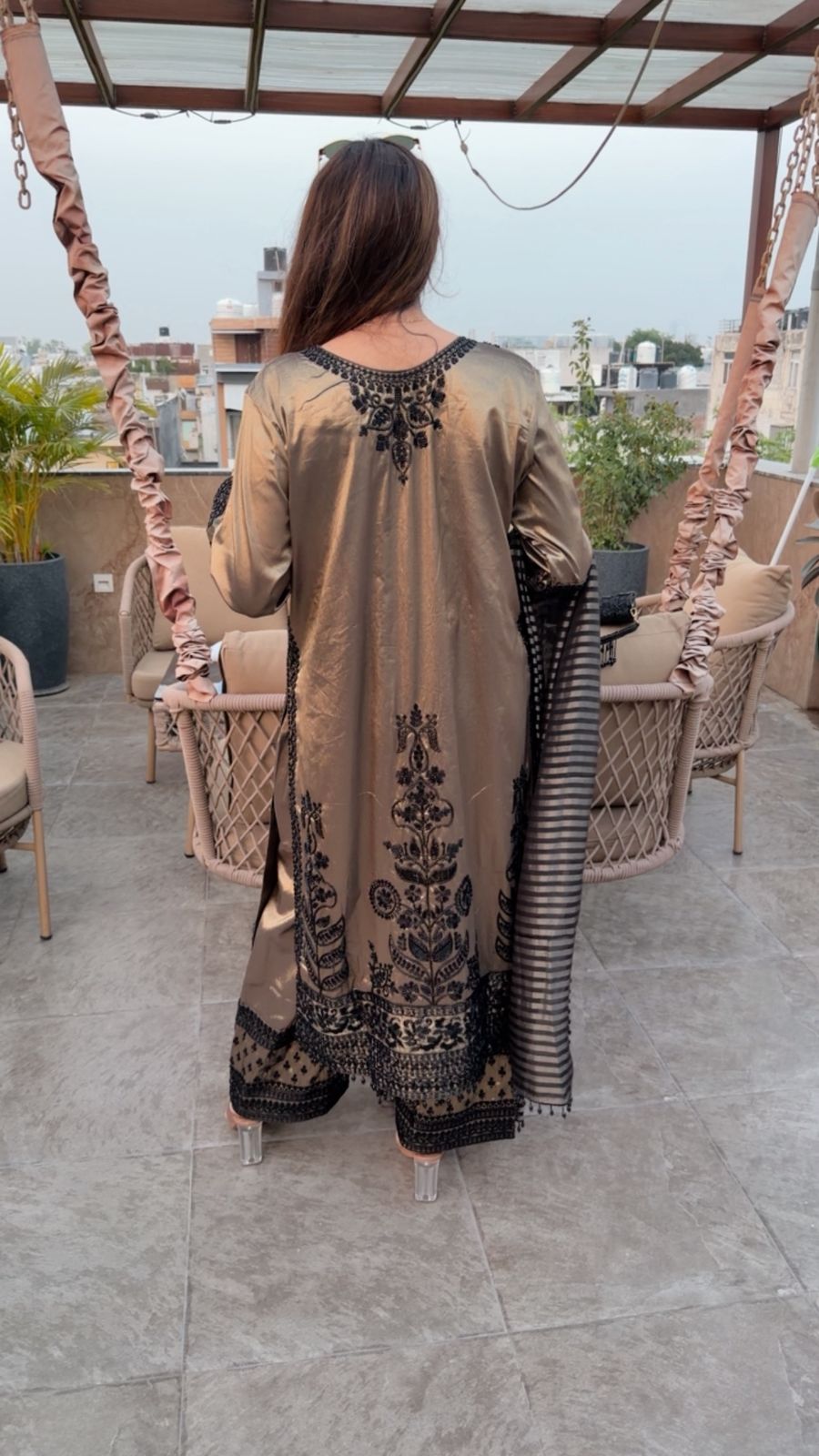 Imported fabric 3 pc Pakistani suit with complete handwork