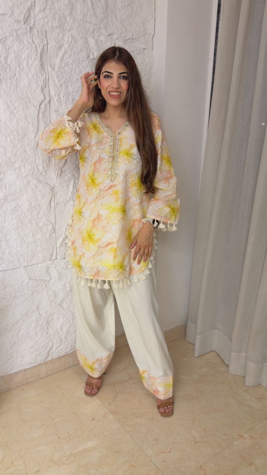 Cotton farshi 2 pc set with bell sleeves