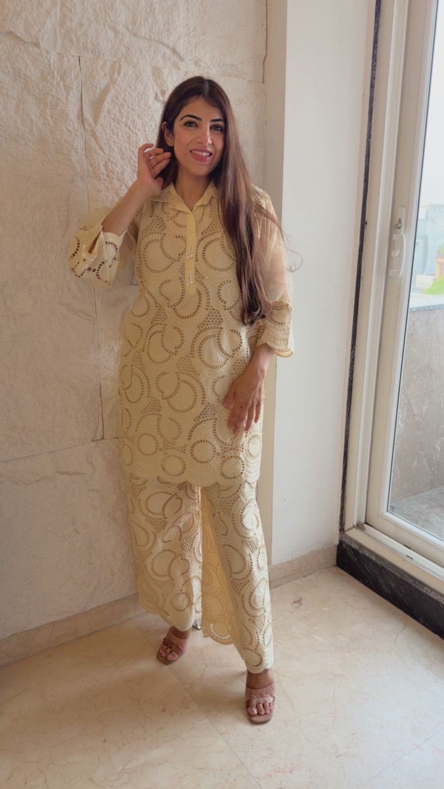 Imported schiffli 2 pc co- ord set