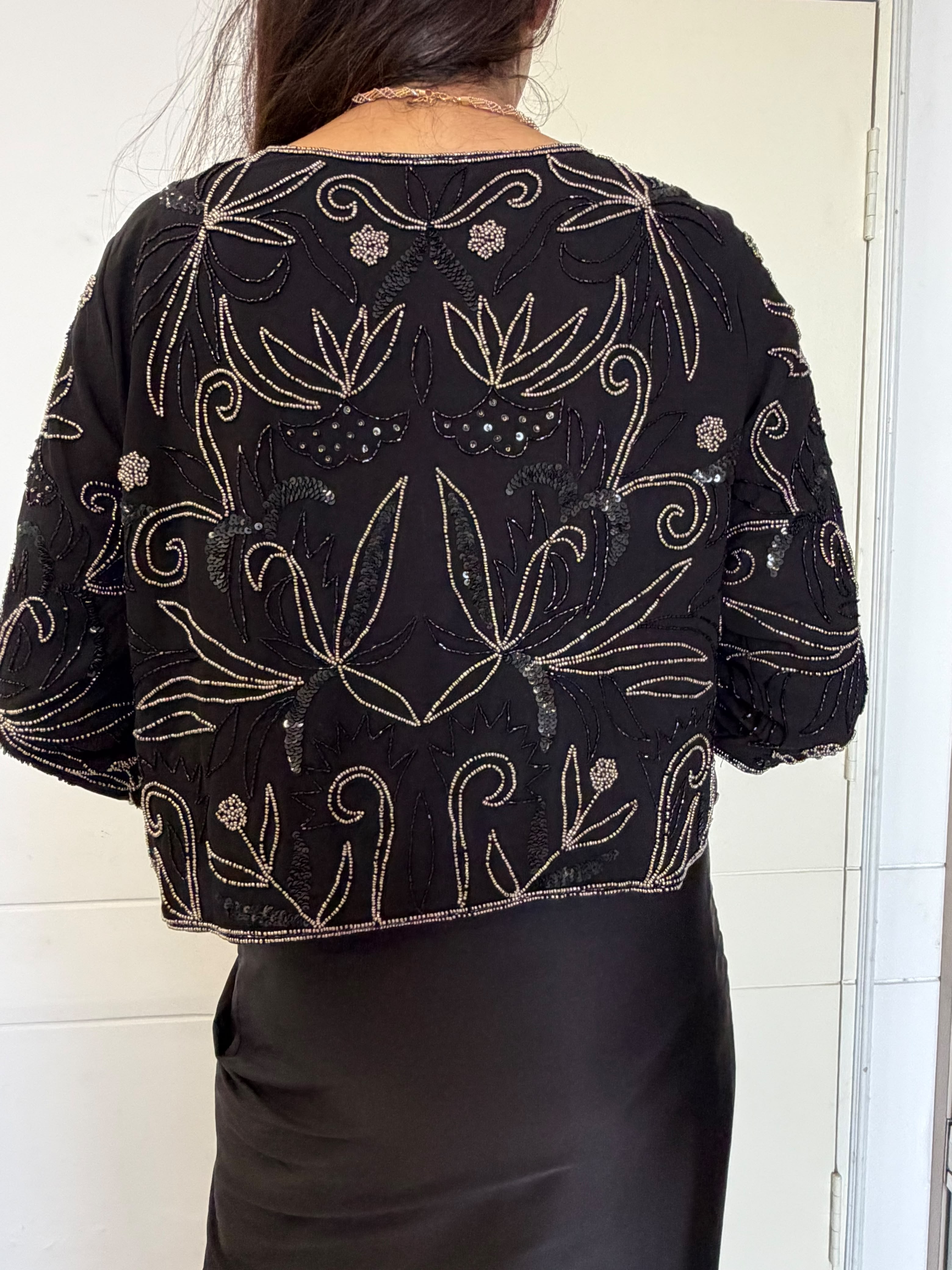 Crepe indo western drape skirt With complete handwork jacket