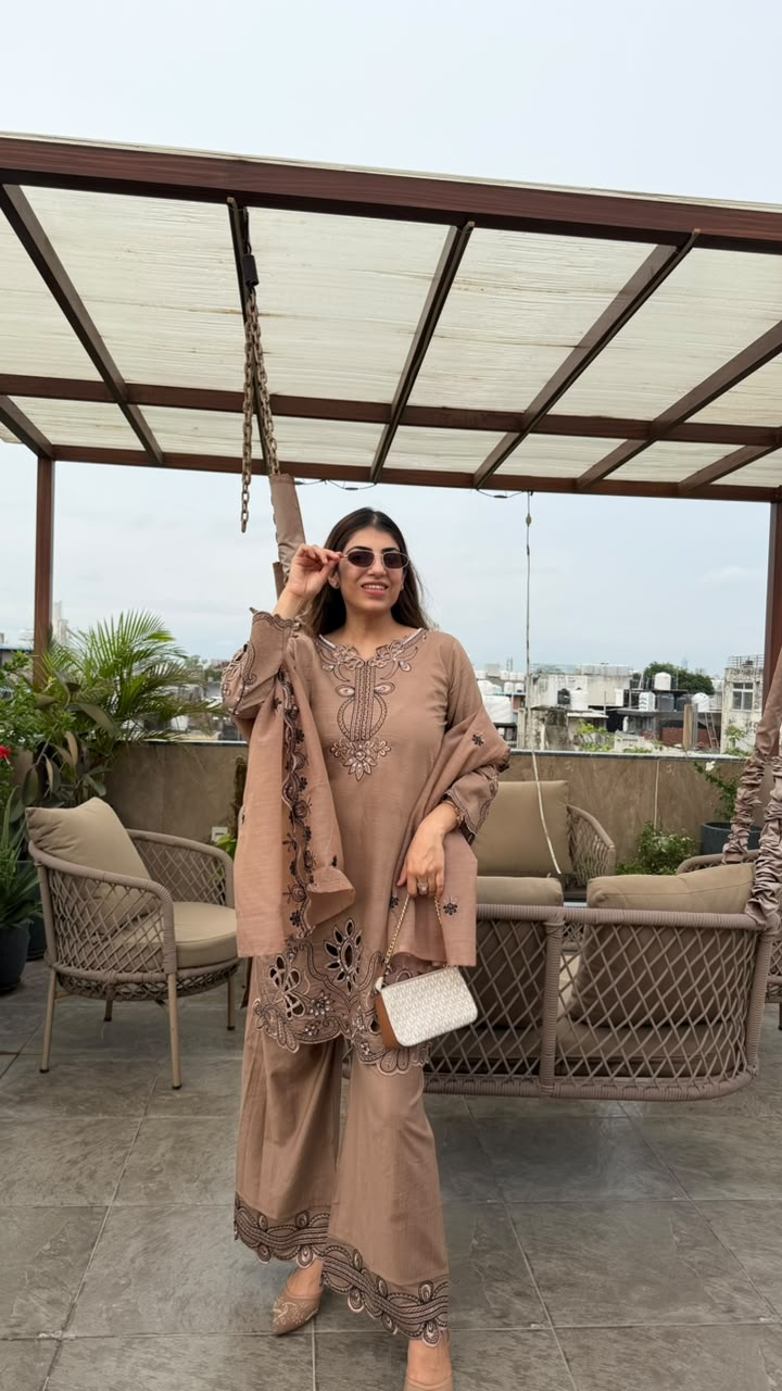 Imported cotton 3pc set with all cutwork & handwork
