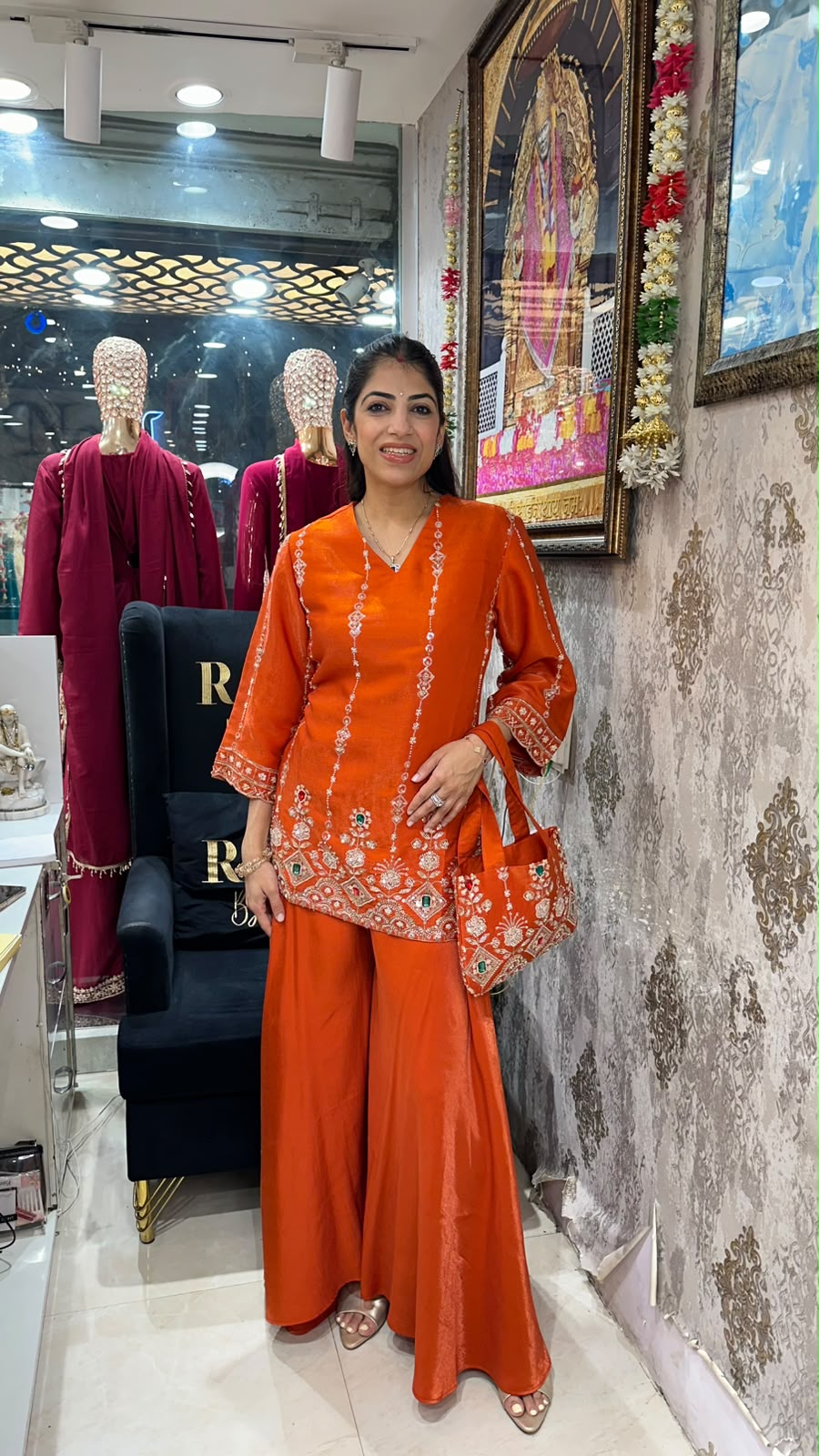 Imported fabric -partywear sarara set with potli