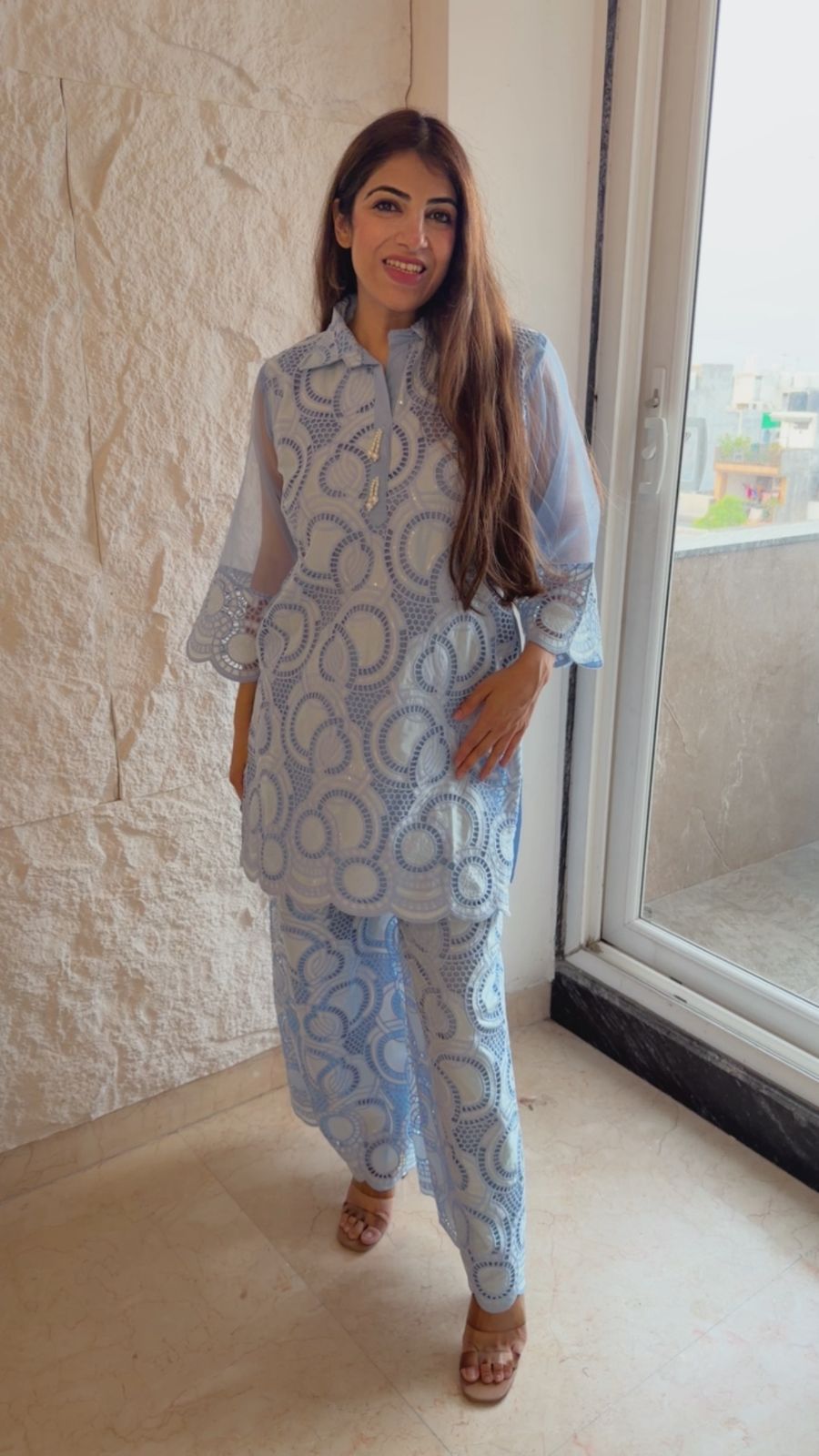 Imported schiffli 2 pc co- ord set