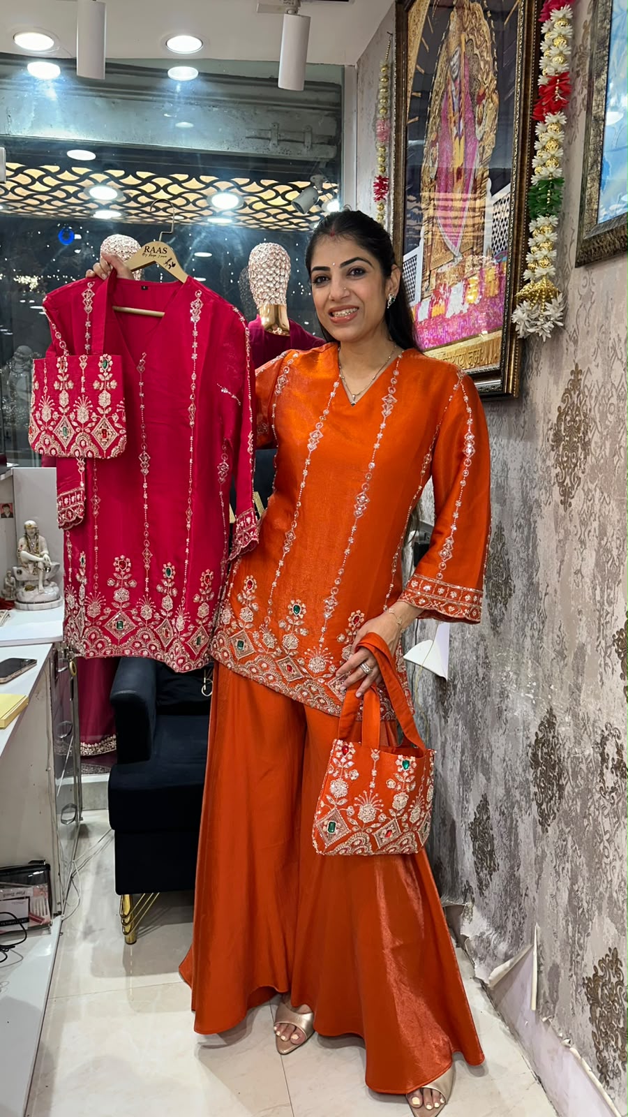 Imported fabric -partywear sarara set with potli