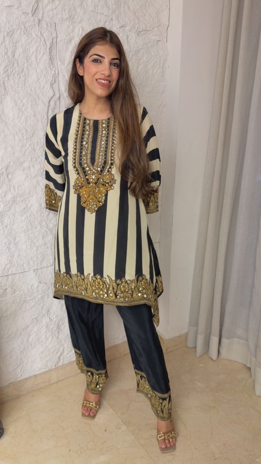 Digital crepe 3 pc partywear set with shiffon dupatta
