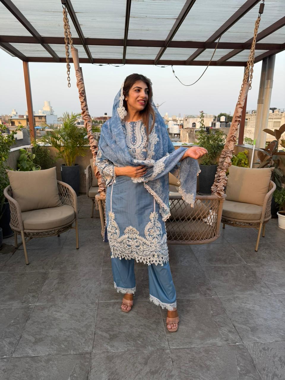 Cutwork embroidered organza Pakistani 3 pc suit