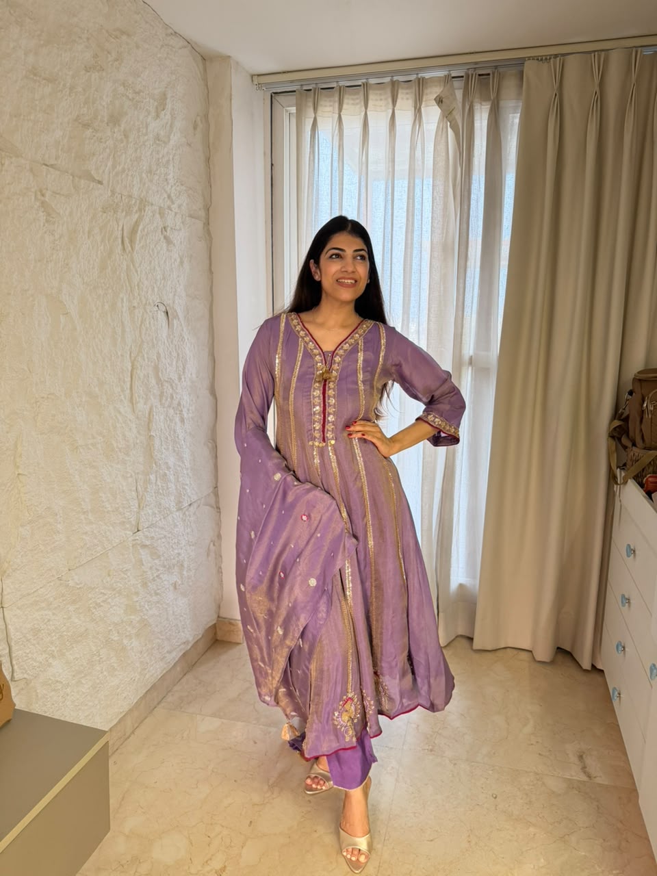 Cosmo 3,pc  anarkali set all handwork