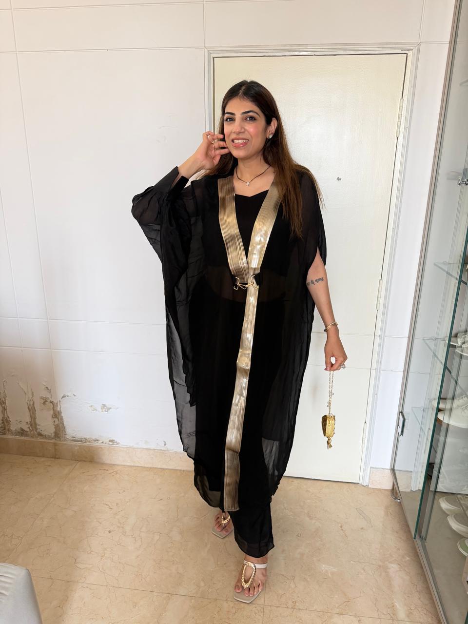 Pure Chinon 3pc, Kaftan set with cowl sleeves & separate-inner