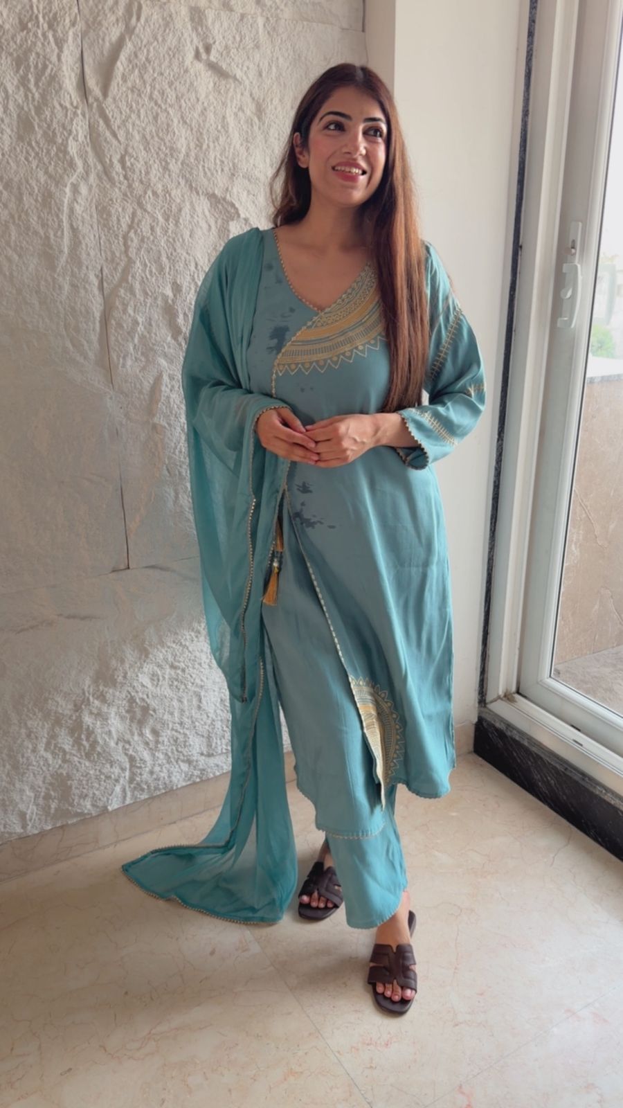 Zara cotton 3 pc set With angrakha style