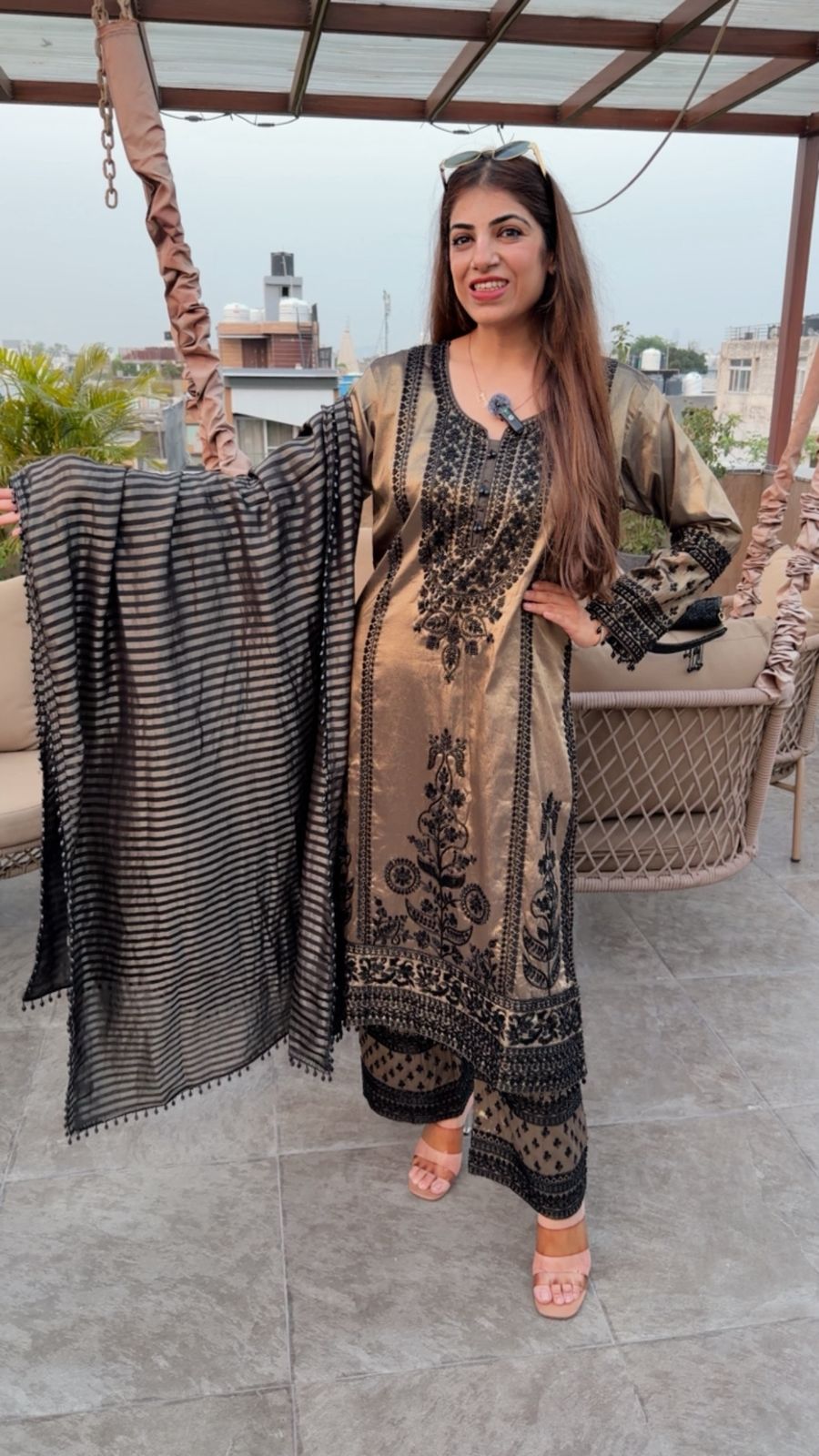 Imported fabric 3 pc Pakistani suit with complete handwork