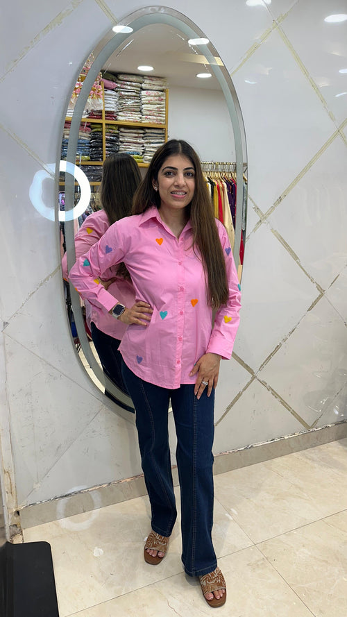 Cotton shirt collar design,highlight with heart