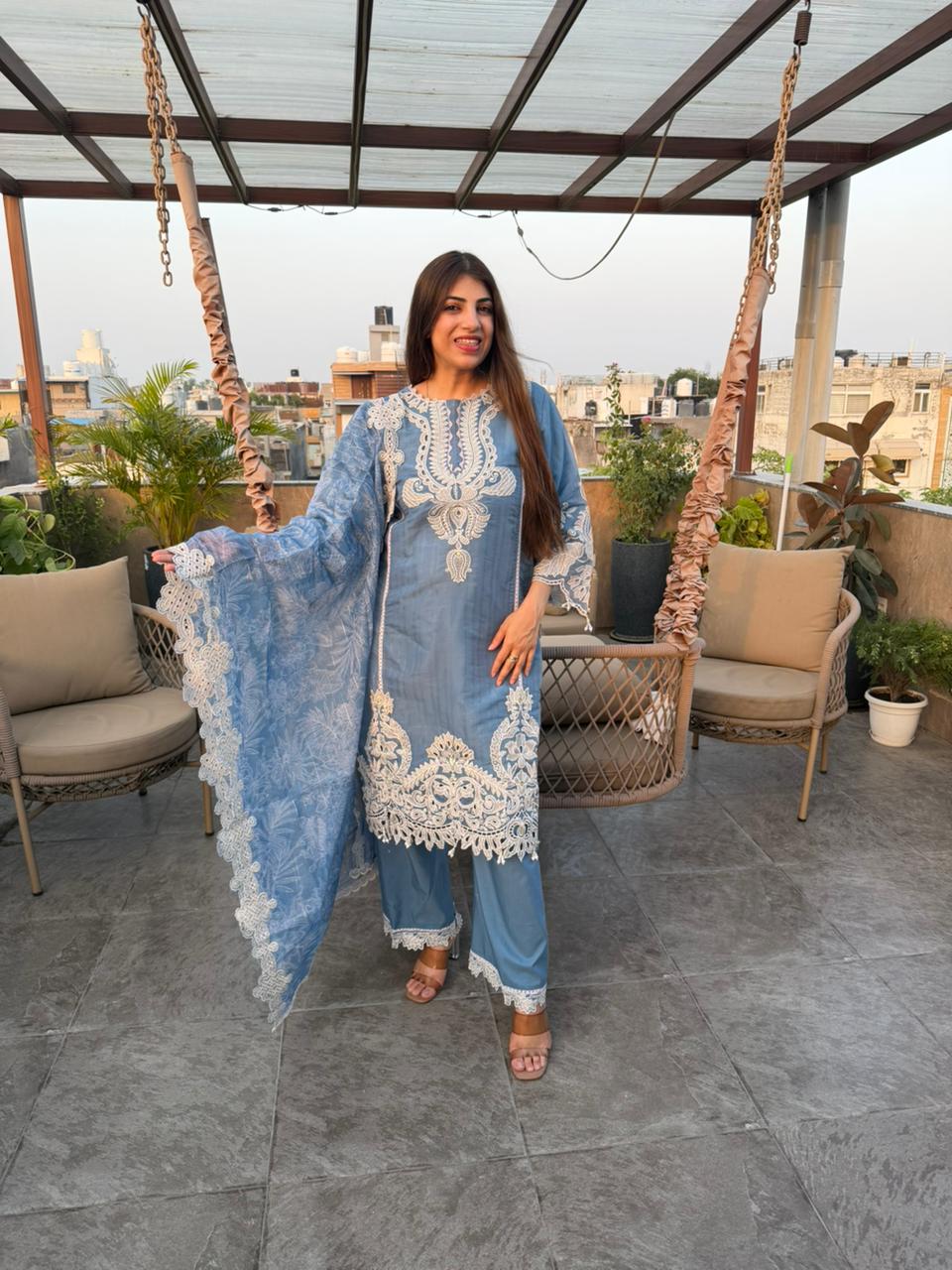 Cutwork embroidered organza Pakistani 3 pc suit