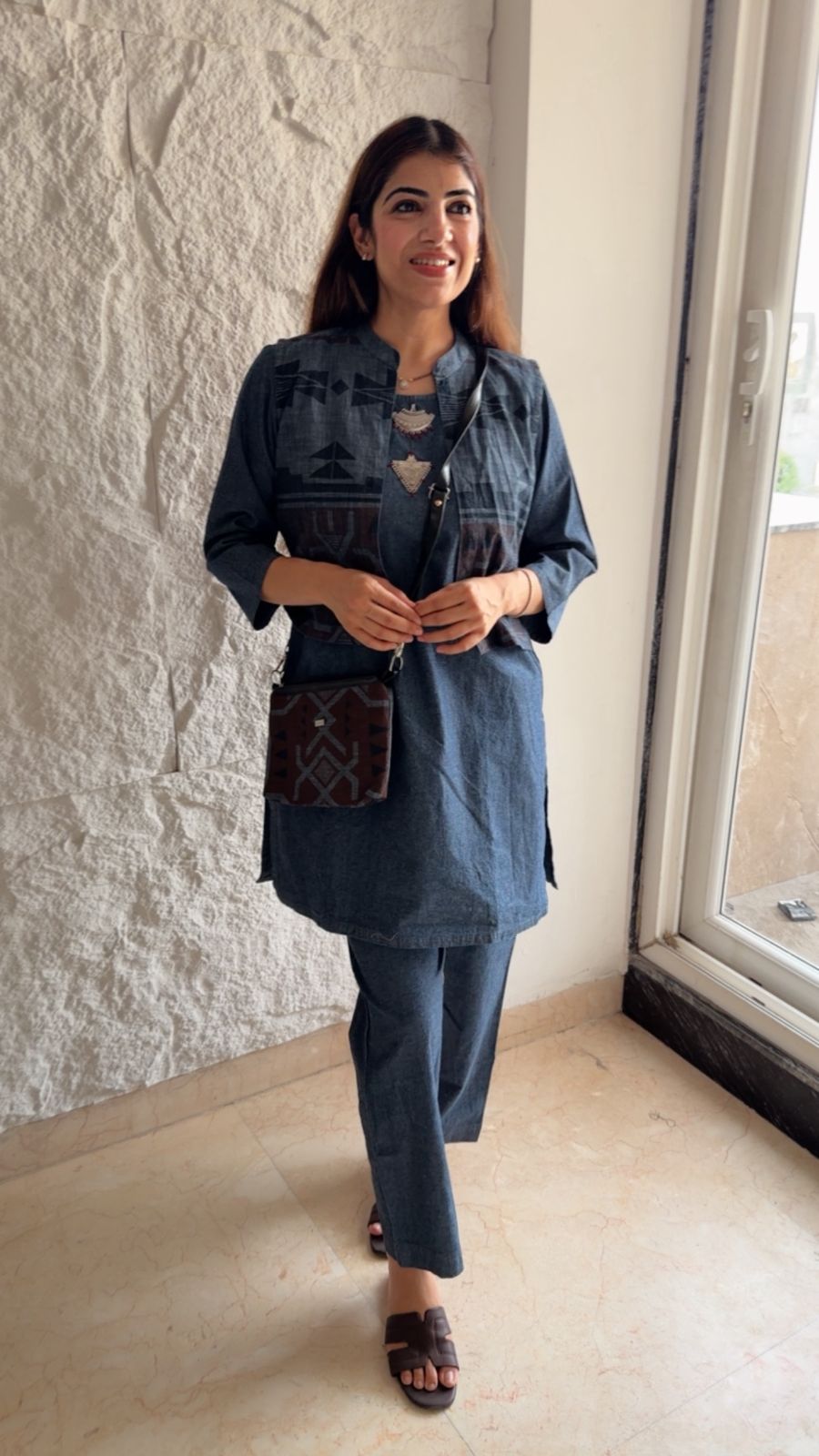 Denim 4 pc set with jacket and a cross body bag