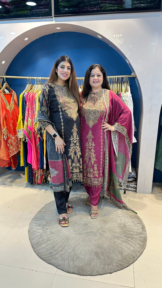 Digital crepe 3 pc partywear suit