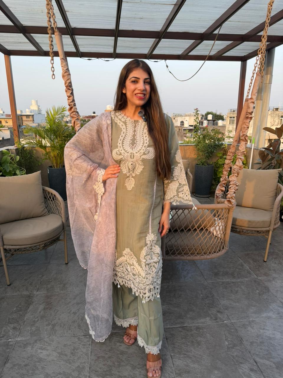 Cutwork embroidered organza Pakistani 3 pc suit