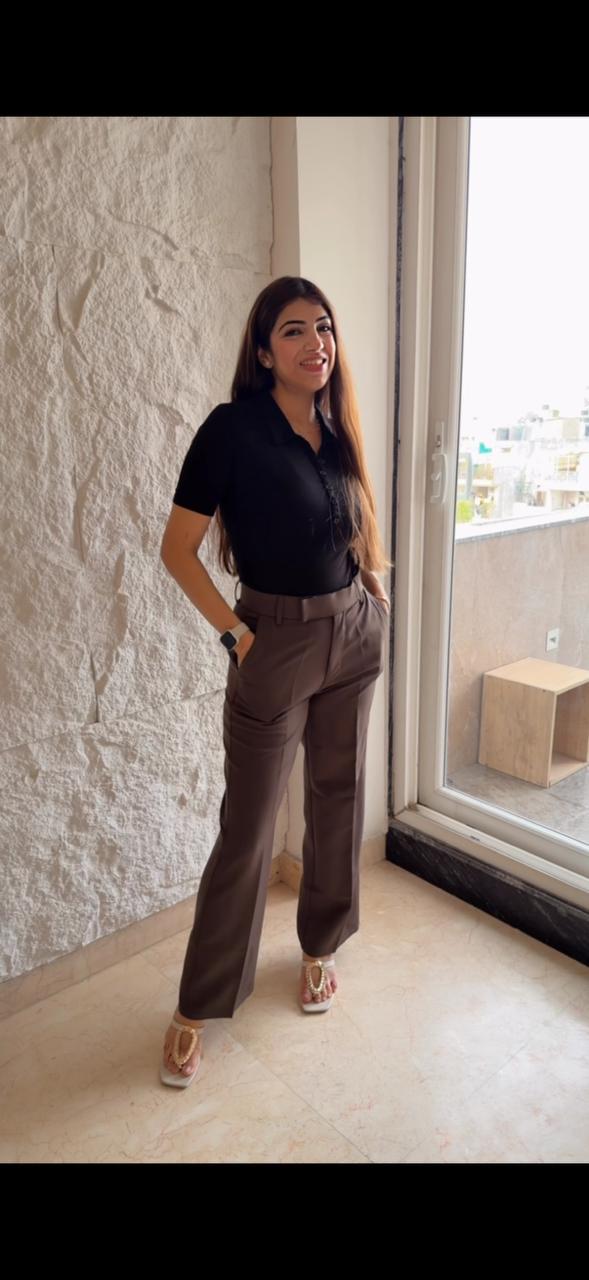 Korean stretchable wide leg trousers
