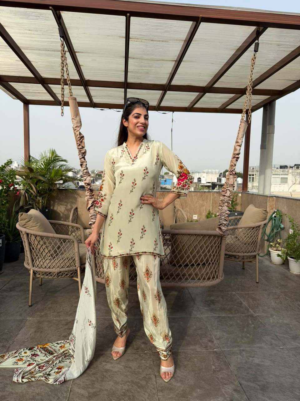 Pure digital crepe with farshi set& dupatta