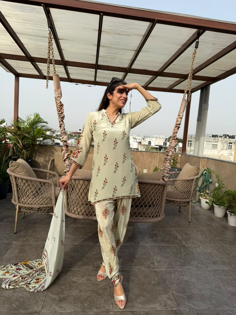 Pure digital crepe with farshi set& dupatta