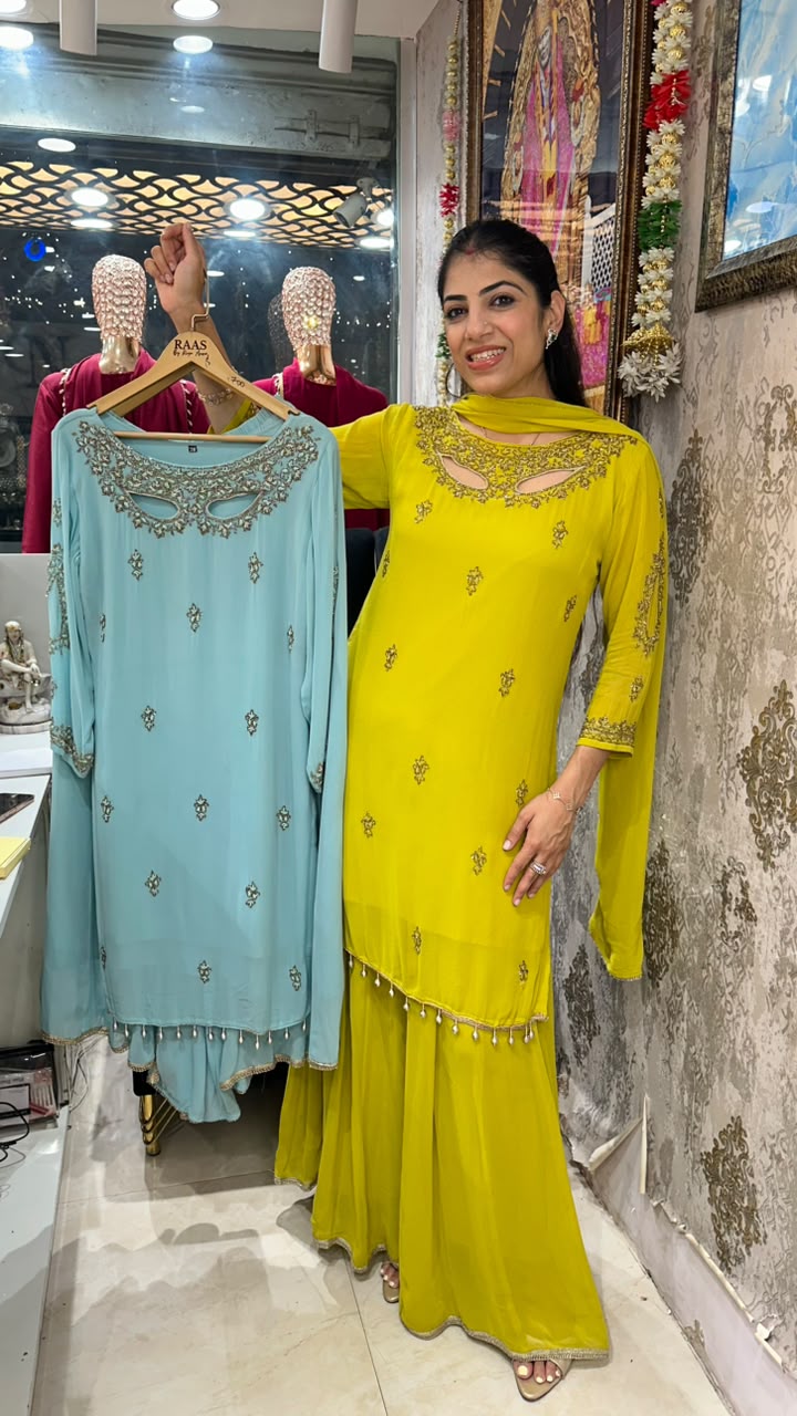 Viscose geogratte, 3pc set with sarara set & all handwork