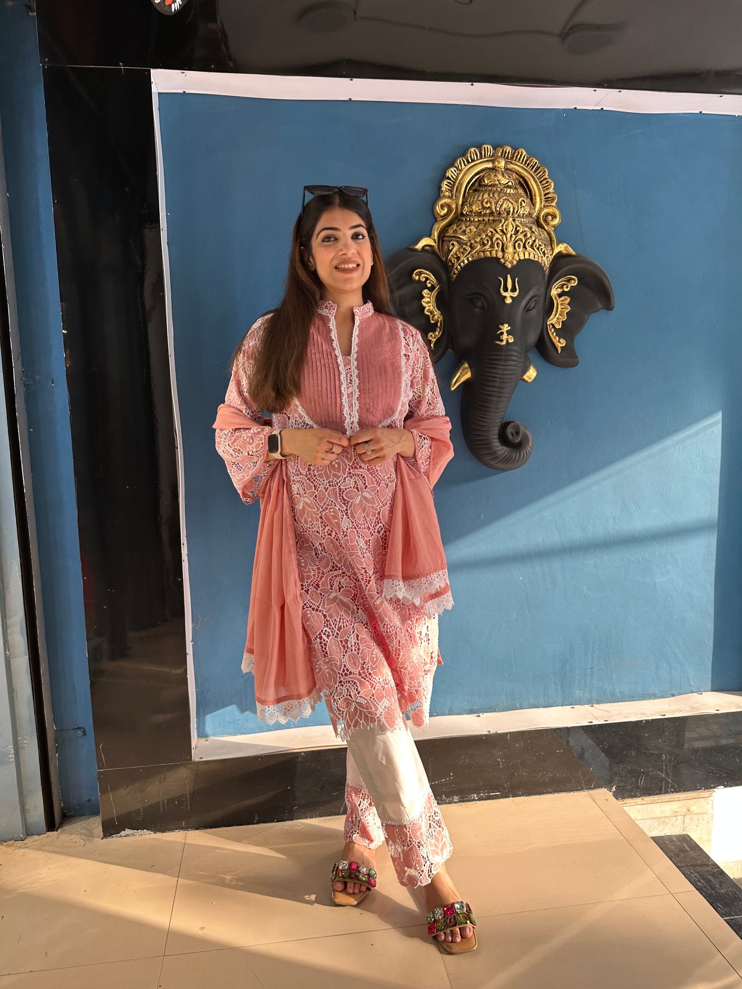 3pc Schiffli cotton Suit With Mull-Cotton Dupatta