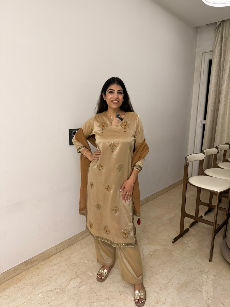 Pure Cosmo fabric,3pc embroidery suit