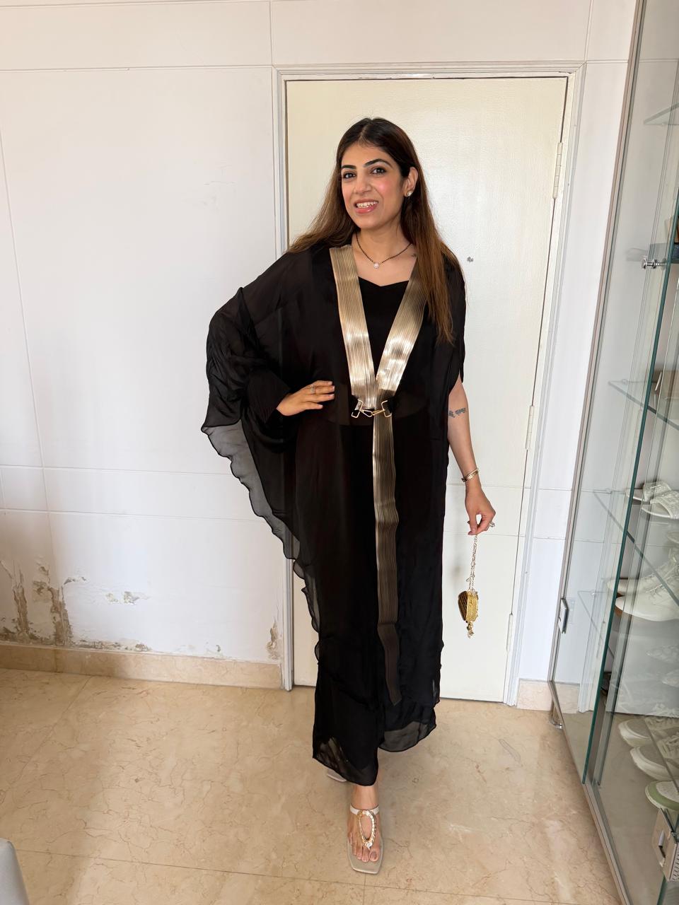Pure Chinon 3pc, Kaftan set with cowl sleeves & separate-inner