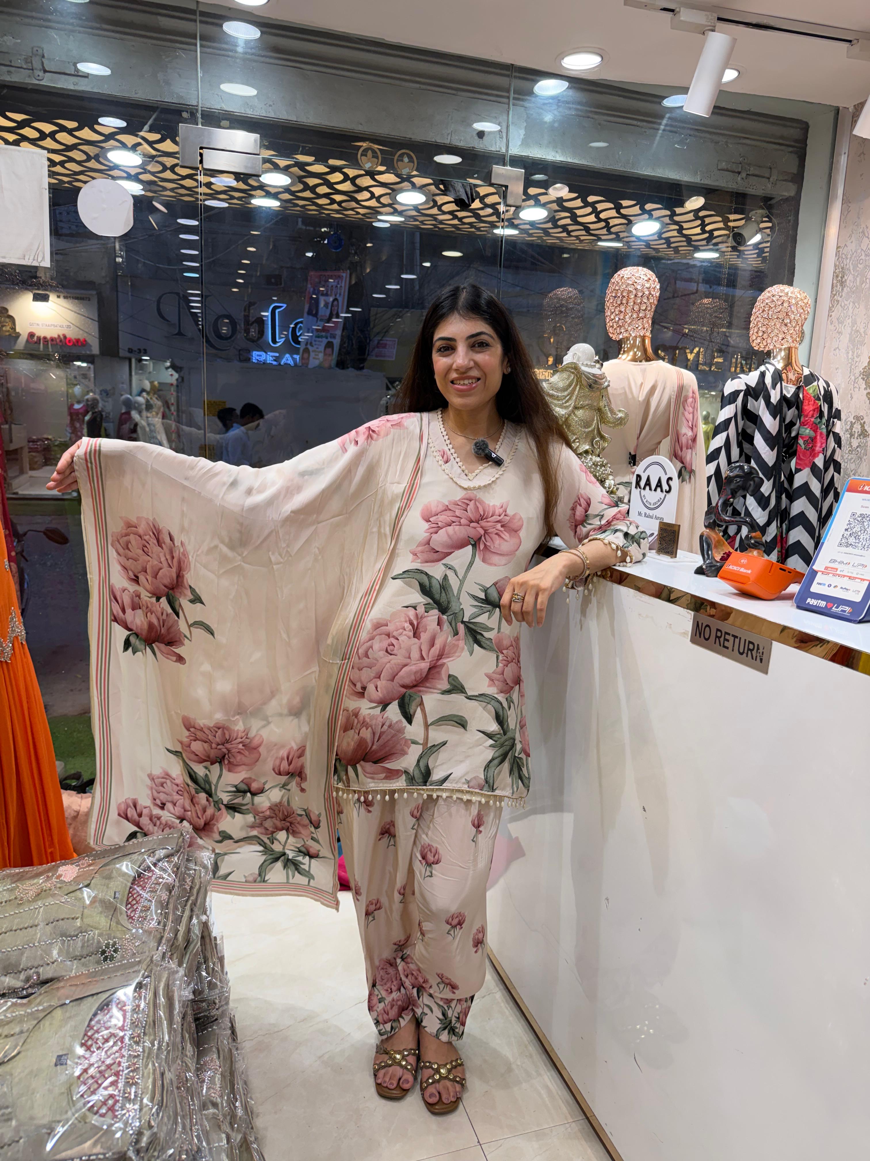 Crepe digital 3,peice set with farshi salwar