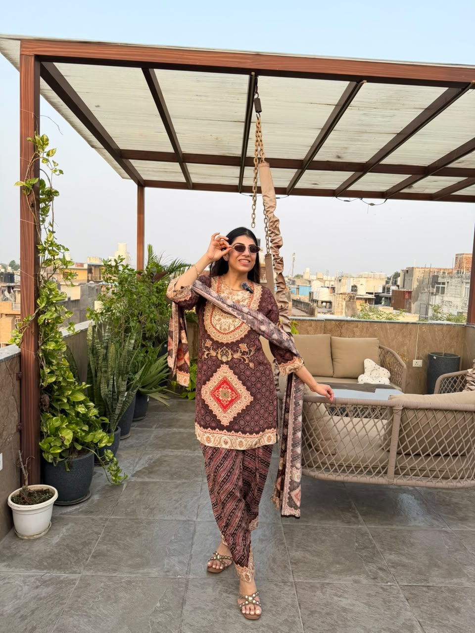 Pure digital crepe, farshi salwar suit & dupatta