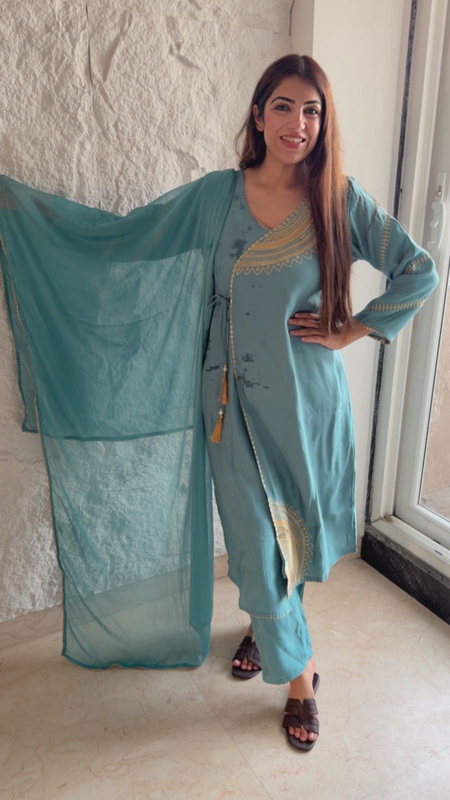 Zara cotton 3 pc set With angrakha style