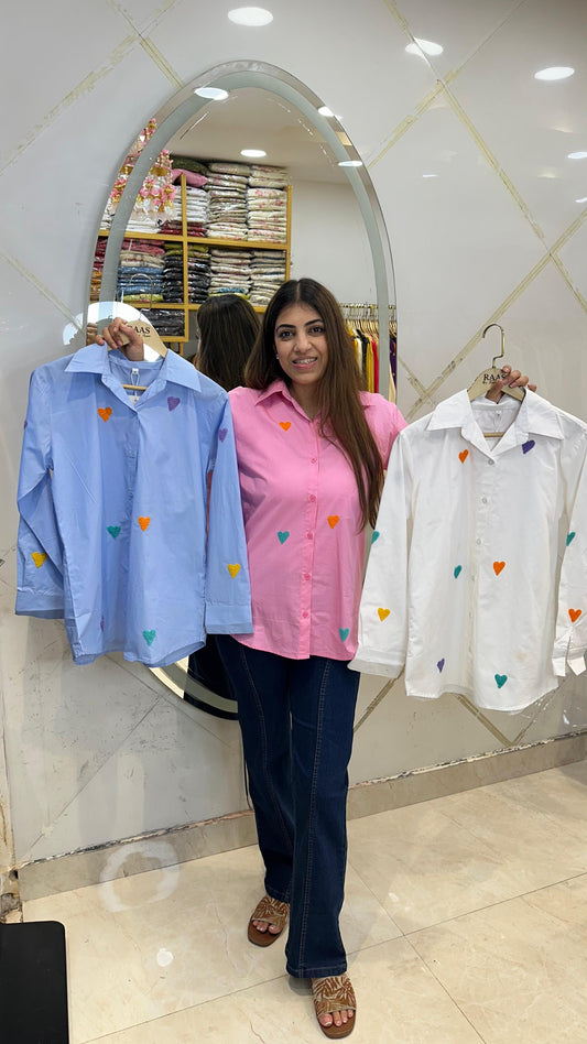 Cotton shirt collar design,highlight with heart