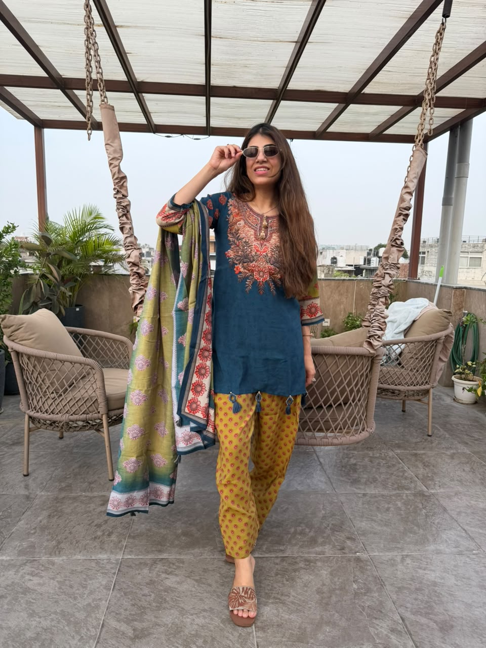 Imported cotton 3pc,digital print handwork & contrast farshi in-side pure cotton lining