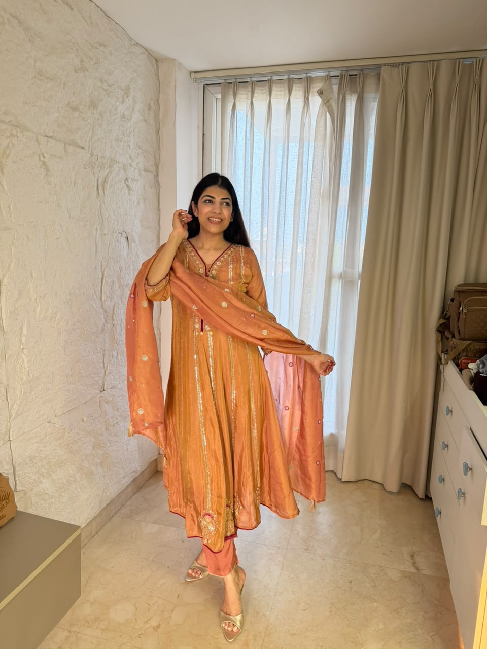 Cosmo 3,pc  anarkali set all handwork