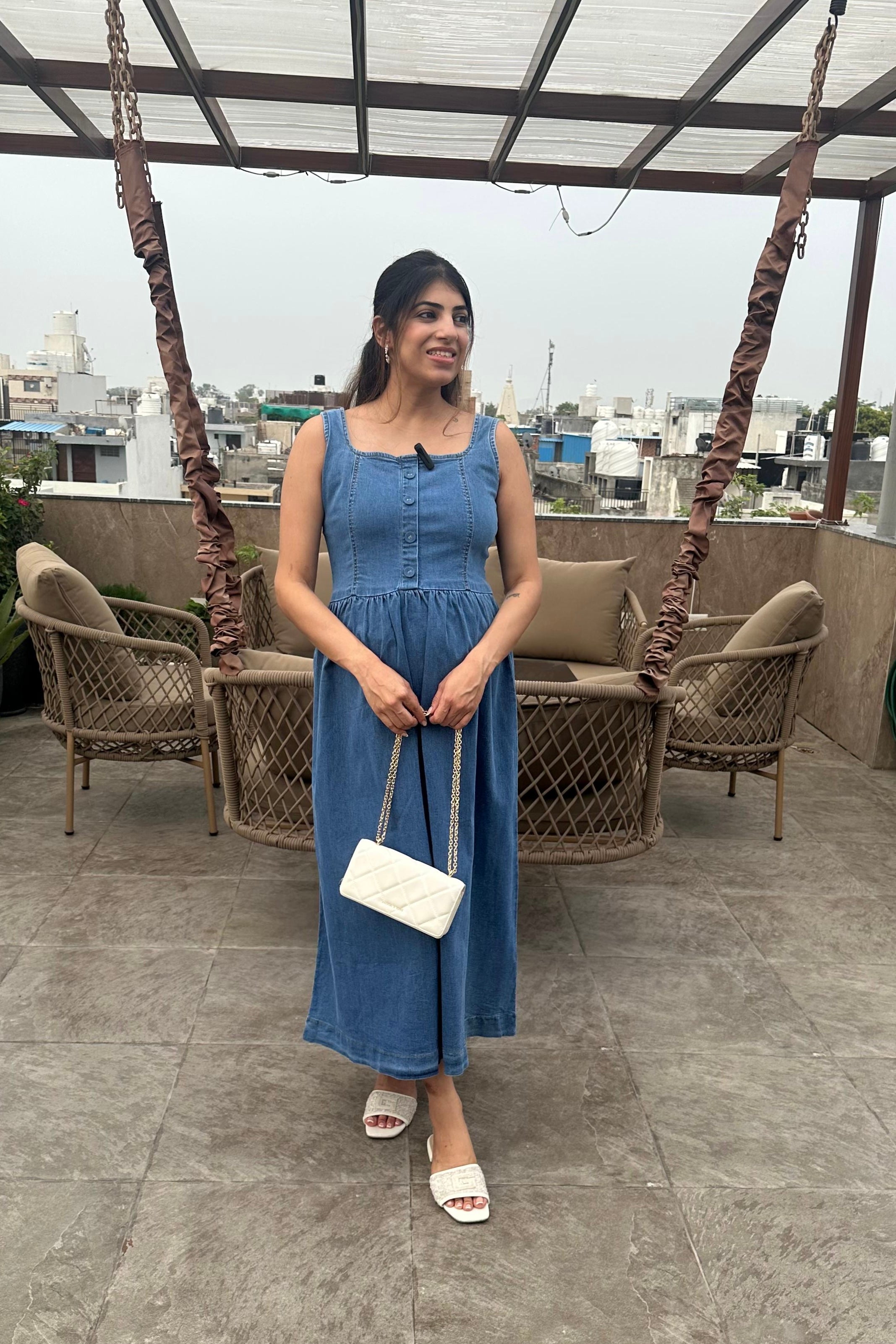 One-Piece Denim Stretchable Long Dress