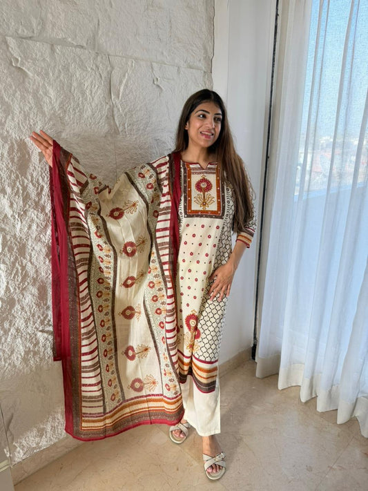 Cotton printed 3 pc suit with dupatta