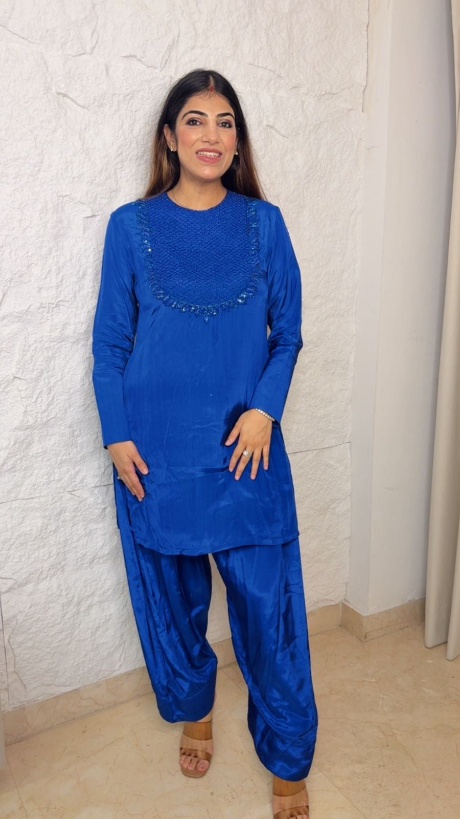 Pure crepe farshi salwar 2pc set elegant handwork