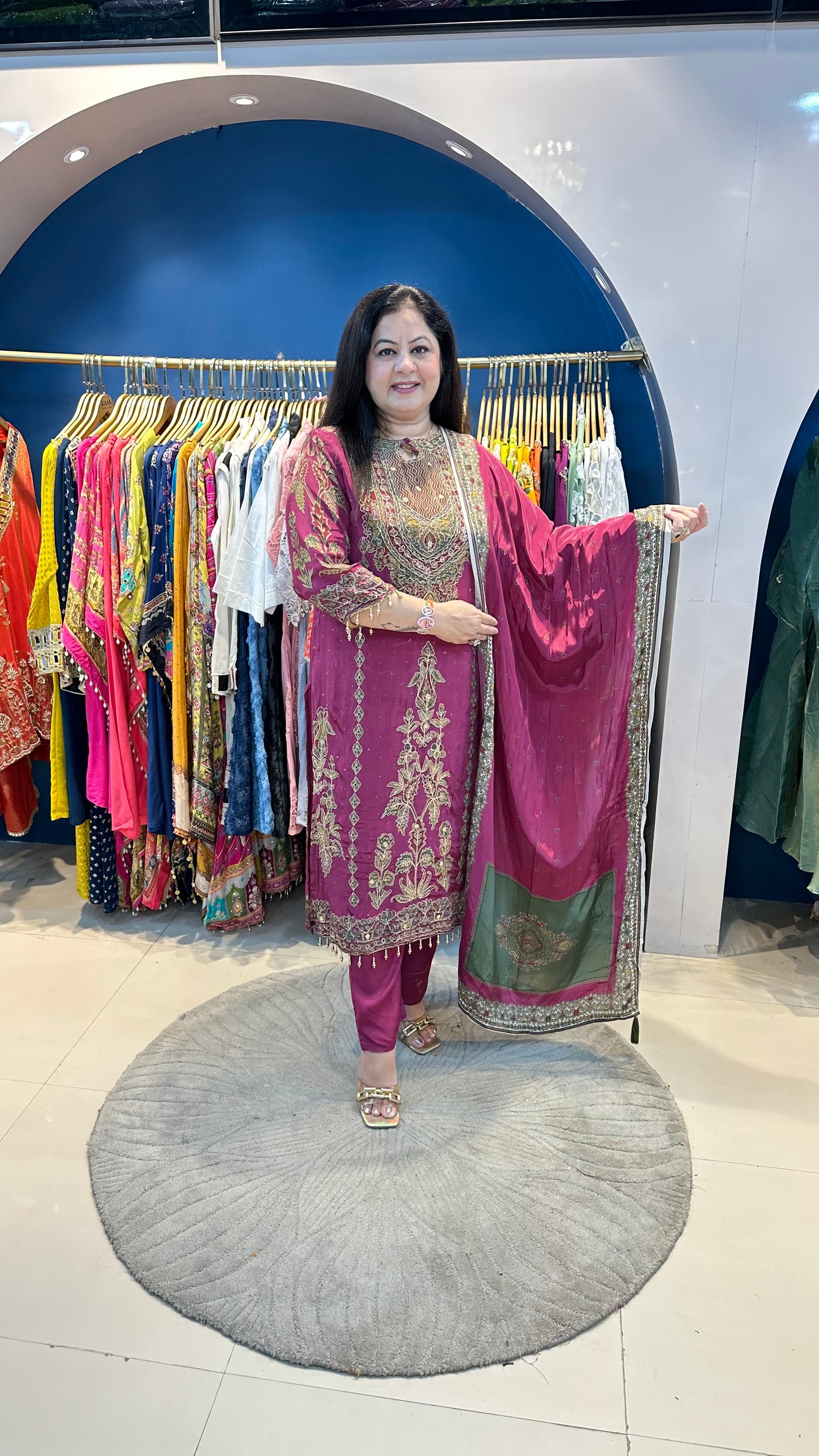Digital crepe 3 pc partywear suit