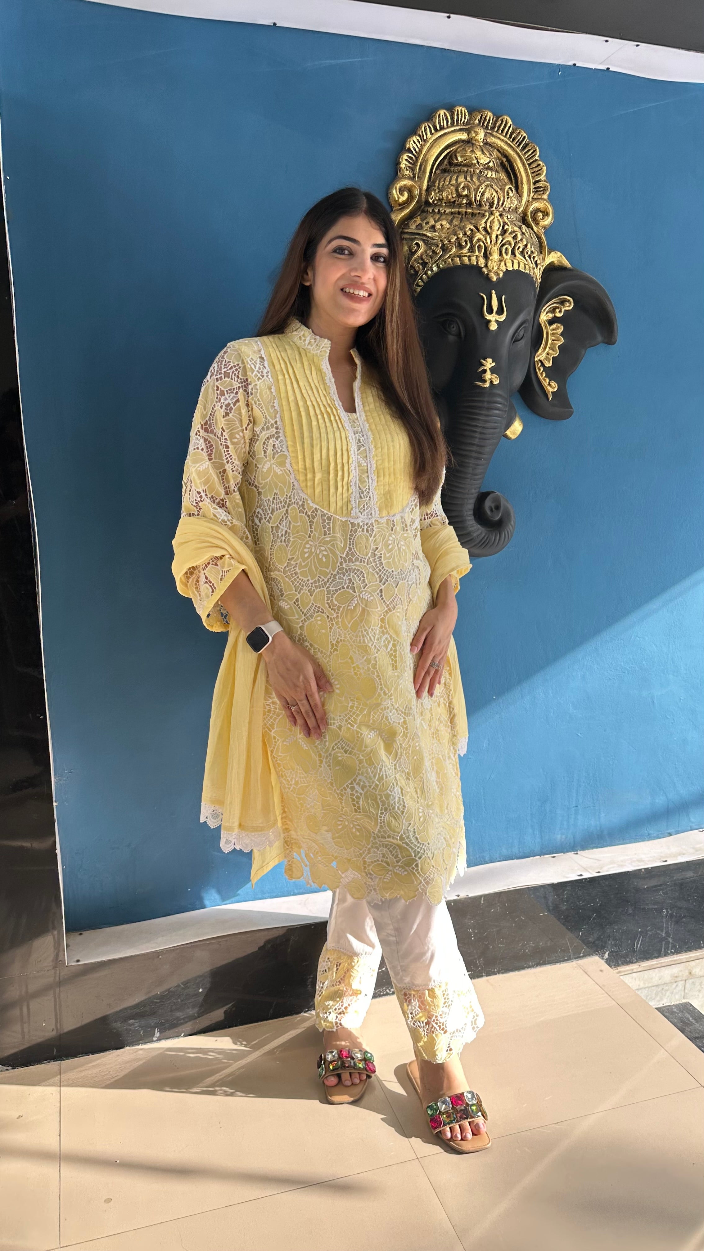 3pc Schiffli cotton Suit With Mull-Cotton Dupatta