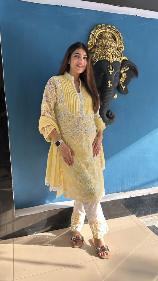 3pc Schiffli cotton Suit With Mull-Cotton Dupatta