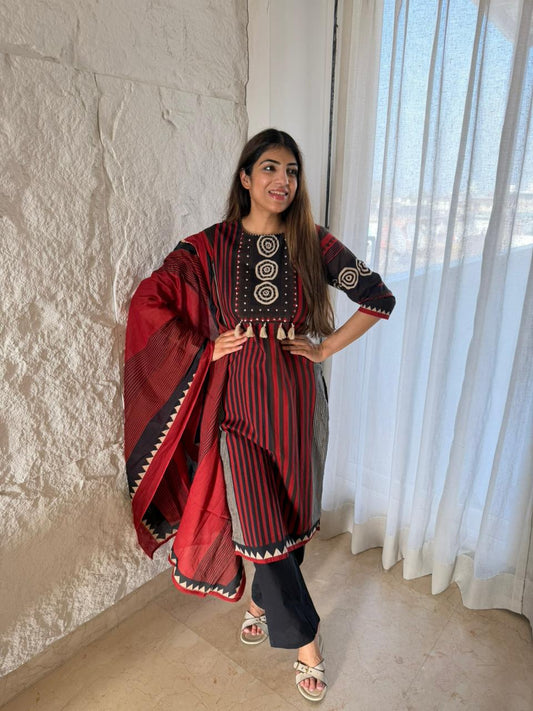 Cotton printed 3 pc suit with dupatta