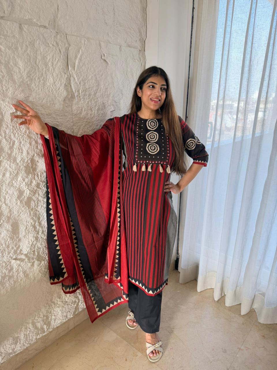 Cotton printed 3 pc suit with dupatta