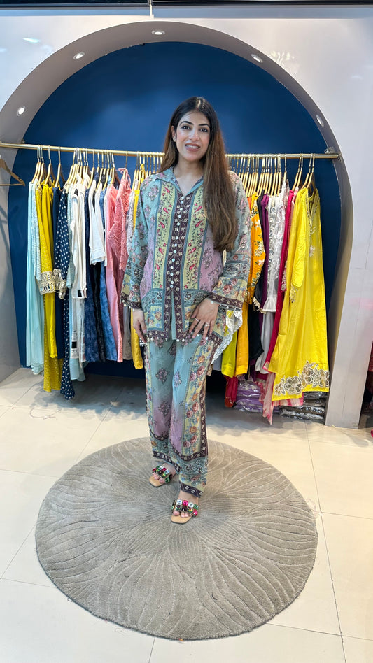 Digital 2 pc pure crepe co-ord set