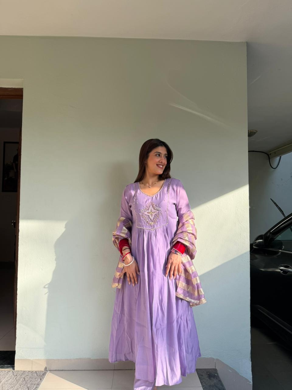 Cotton muslin, 3pc suit with handwork embroidery